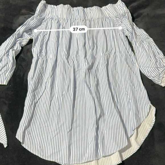H&M Blue and White Striped Blouse - Picture 6 of 10